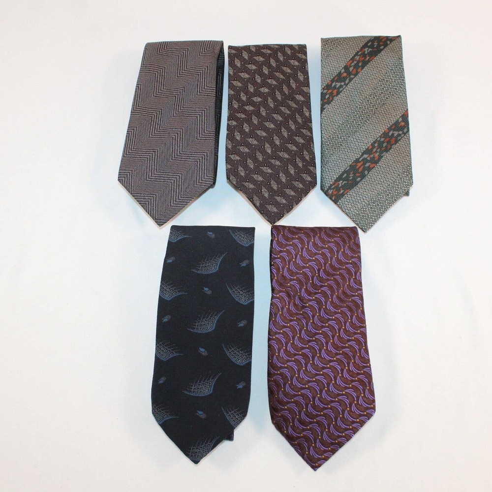 Lot of 5 Barneys New York Silk Ties Ronaldus Shamask Made in Japan & Italy